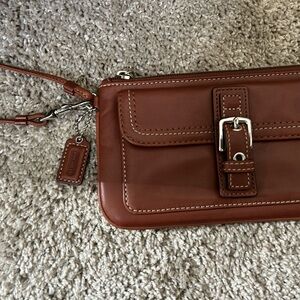 Coach wristlet brown